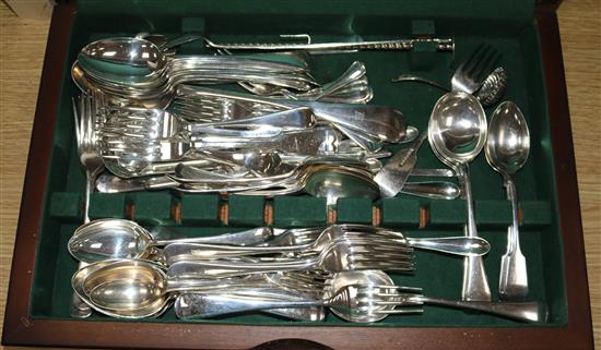 Two canteens of plated flatware